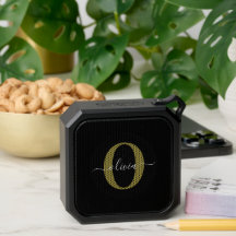 Personlig Monogram Namn Black White Guld