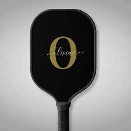 Personlig Monogram Namn Black White Guld