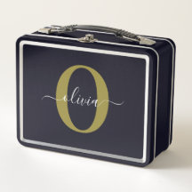 Personlig Monogram Namn Black White Guld
