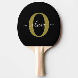 Personlig Monogram Namn Black White Guld Pingisracket