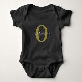 Personlig Monogram Namn Black White Guld T Shirt