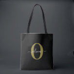Personlig Monogram Namn Black White Guld Tygkasse<br><div class="desc">Den här elegantens monogram- och snyggt-manusförfattaren namn kan ges som en gåva till en födelsedag, bröllop, möhippa, årsdag, Mors dag eller vilken tillfälle som helst. Det kan vara personlig med människans initialtid och namn. Du kan ändra teckensnitt, teckensnitt färg, storlekt teckensnitt och bakgrund färg med Verktyg i Design. Teckensnittet storlekt...</div>