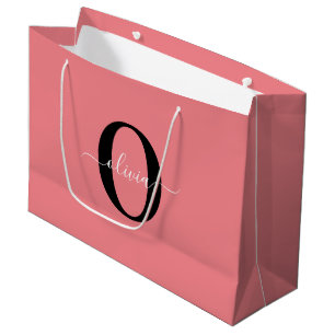 Personlig Monogram Namn Black White-Rosa