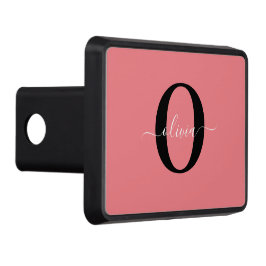 Personlig Monogram Namn Black White-Rosa Dragkroksskydd