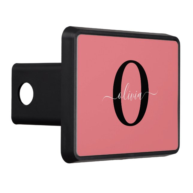 Personlig Monogram Namn Black White-Rosa Dragkroksskydd (Höger)