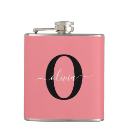 Personlig Monogram Namn Black White-Rosa Fickplunta