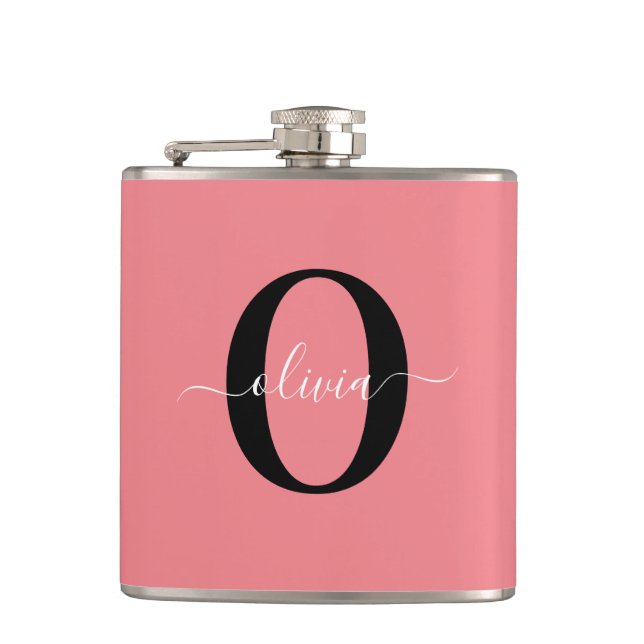 Personlig Monogram Namn Black White-Rosa Fickplunta (Framsidan)