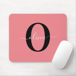 Personlig Monogram Namn Black White-Rosa Musmatta