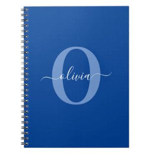 Personlig Monogram Namn Blue White Anteckningsbok