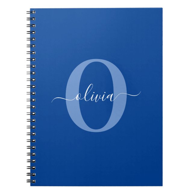 Personlig Monogram Namn Blue White Anteckningsbok (Framsidan)