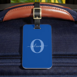 Personlig Monogram Namn Blue White Bagagebricka