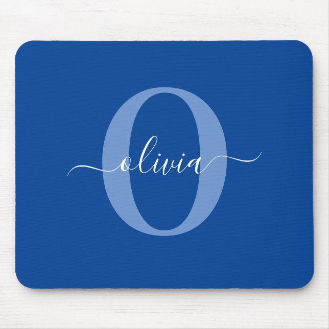 Personlig Monogram Namn Blue White Musmatta (Framsidan)