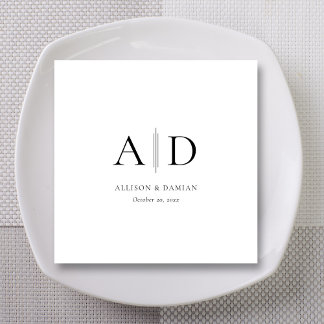 Personlig Monogram & Namn Bröllop Napkins Pappersservett