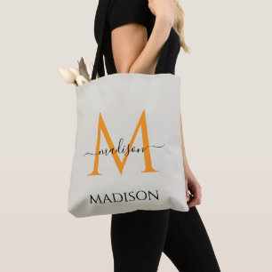 Personlig Monogram & Namn Canvas Handväska Present Tygkasse