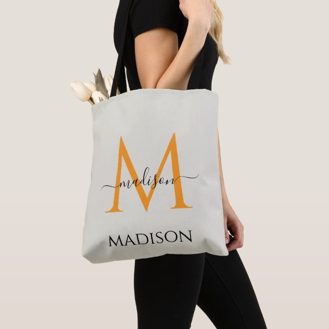 Personlig Monogram & Namn Canvas Handväska Present Tygkasse (Närbild)