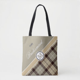 Personlig Monogram Namn Cute Tartan Bridesmaid Tygkasse