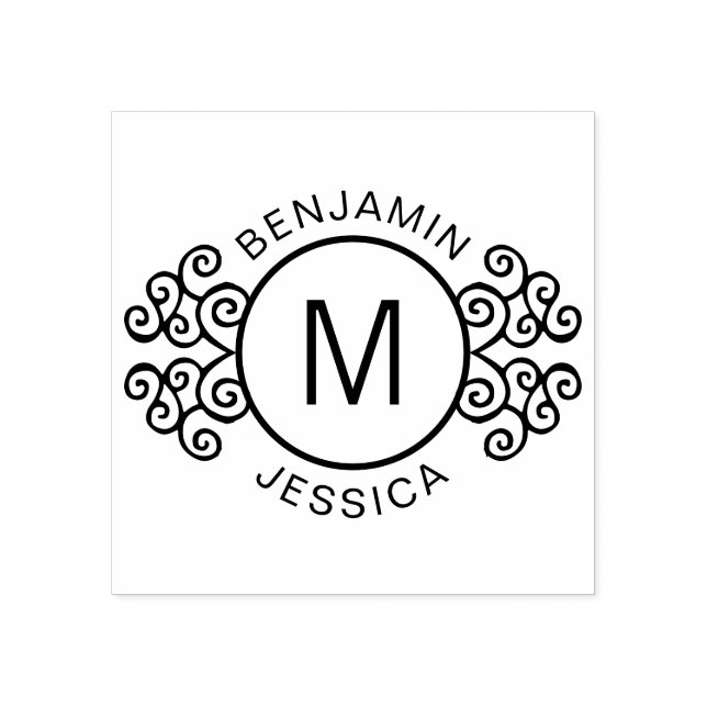 Personlig Monogram + Namn dekorativ Anpassningsbar Stämpel (Tryck)