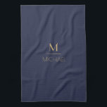 Personlig Monogram | Namn-flottan och Guld Kökshandduk<br><div class="desc">Personlig Monogram Navy & Guld Art Deco Font,  Mallen är konfigurerad så att du kan anpassa redot med ditt namn och första namn. Om du vill ändra färg eller stil i teckensnittsklickningen kan du anpassa ytterligare till mallens slut.</div>