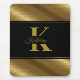 personlig monogram namn golden black musmatta