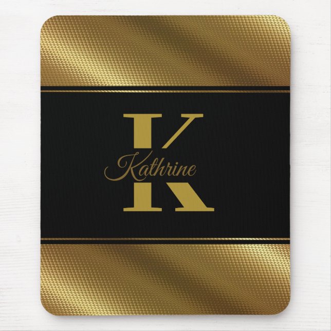 personlig monogram namn golden black musmatta (Framsidan)