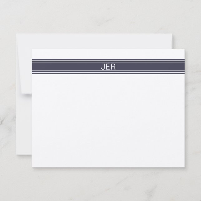 Personlig Monogram Namn Initialer Mörk blått Anteckningskort (Framsida)
