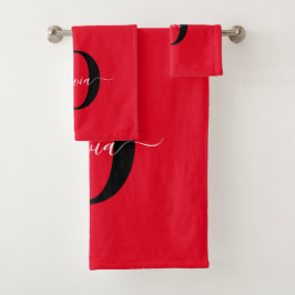 Personlig Monogram Namn Red Black White