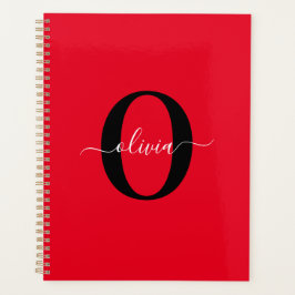 Personlig Monogram Namn Red Black White