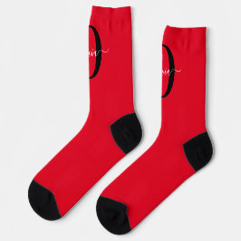 Personlig Monogram Namn Red Black White