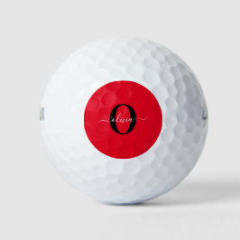 Personlig Monogram Namn Red Black White
