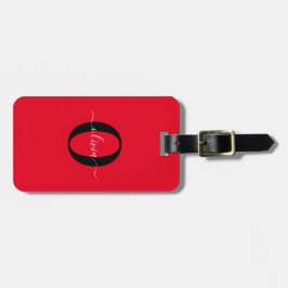 Personlig Monogram Namn Red Black White Bagagebricka