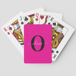 Personlig Monogram Namn Rosa Black White Casinokort
