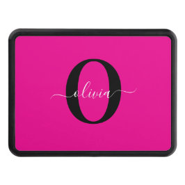 Personlig Monogram Namn Rosa Black White Dragkroksskydd