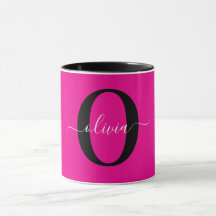 Personlig Monogram Namn Rosa Black White