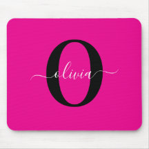 Personlig Monogram Namn Rosa Black White