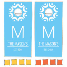 Personlig Monogram Namn Teal Cornhole Set