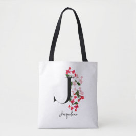 Personlig Monogram Namn Tote Bag - Brev J Tygkasse