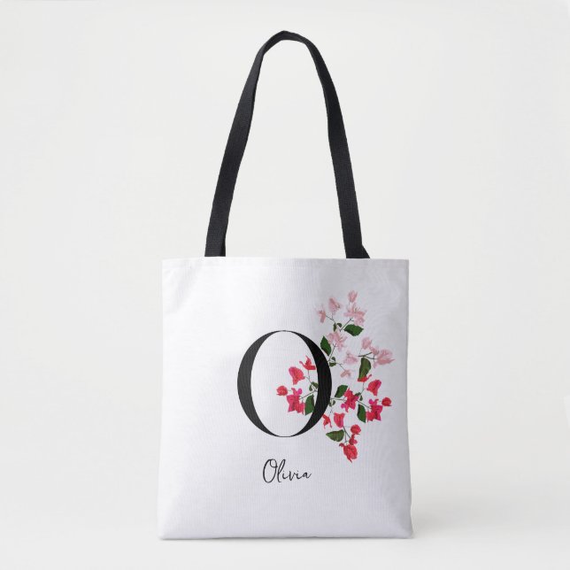 Personlig Monogram Namn Tote Bag - Brev O Tygkasse (Framsida)
