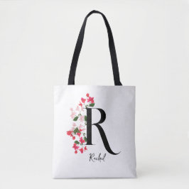 Personlig Monogram Namn Tote Bag - Brev R Tygkasse