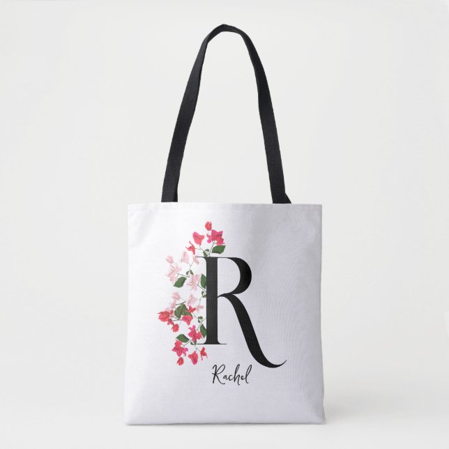 Personlig Monogram Namn Tote Bag - Brev R Tygkasse (Framsida)