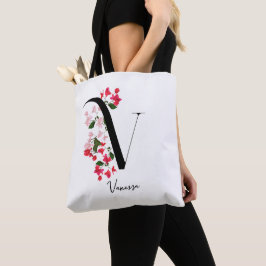 Personlig Monogram Namn Tote Bag - Brev V Tygkasse