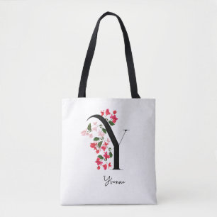 Personlig Monogram Namn Tote Bag - Brev Y Tygkasse