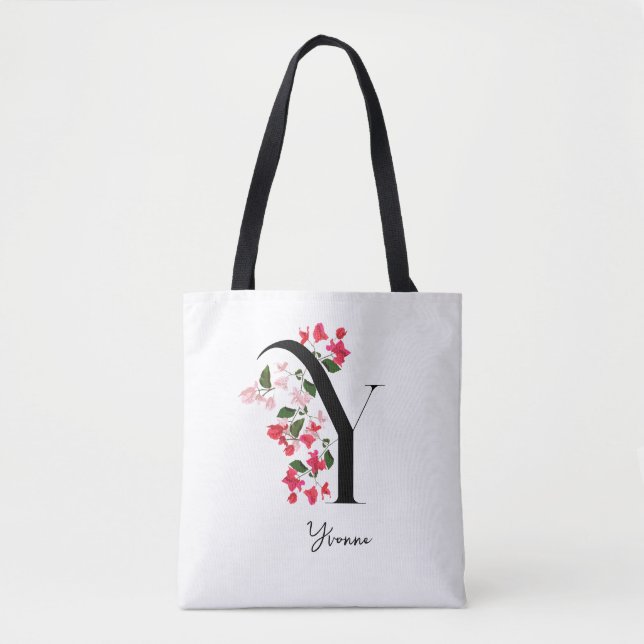 Personlig Monogram Namn Tote Bag - Brev Y Tygkasse (Framsida)