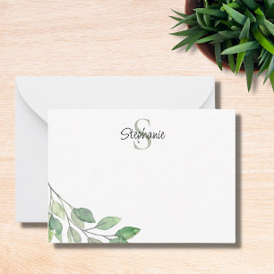 Personlig Monogram Namn Watercolor Anteckningskort