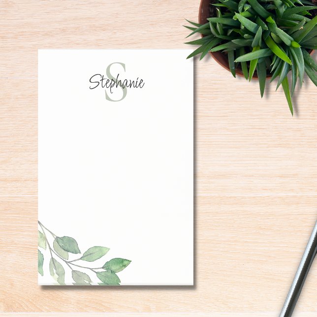 Personlig Monogram Namn Watercolor Post-it Block (Skapare uppladdad)