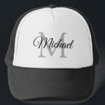 Personlig Monogram Namn White and Black Unisex Keps<br><div class="desc">Personlig Monogram Namn White and Black Unisex Baseball Cap-mall Unisex Elegant Trendig Truckerkeps .</div>