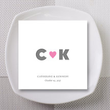 Personlig Monogram Napkins med Rosa Heart