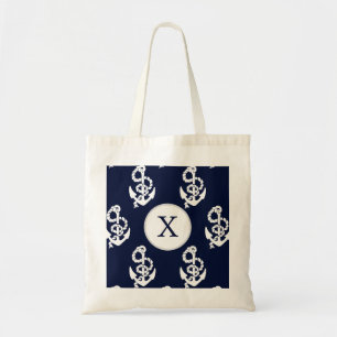 Personlig Monogram Navy Blue Anchor Nautical Tygkasse