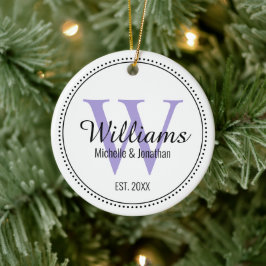 Personlig Monogram Newlyged Lavender Julgransprydnad Keramik
