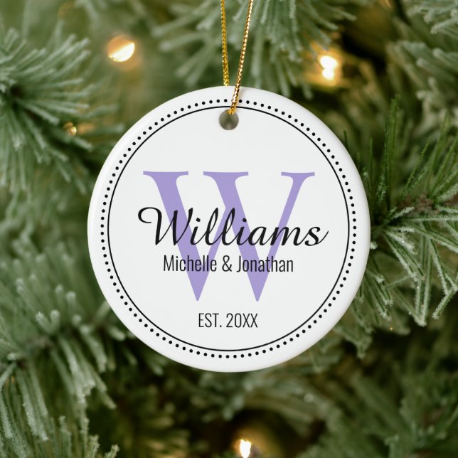 Personlig Monogram Newlyged Lavender Julgransprydnad Keramik (Träd)
