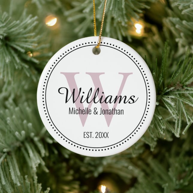 Personlig Monogram Nyligen lodrät  Rosa Julgransprydnad Keramik (Träd)